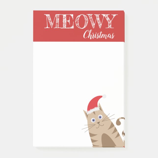Meowy Christmas santa cat cartoon winter holidays Post-it Notes (Front)