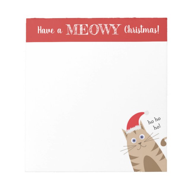 Meowy Christmas santa cat funny cat Notepad (Front)