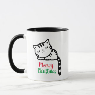 Meowy Christmas Sleeping Kitty Mug