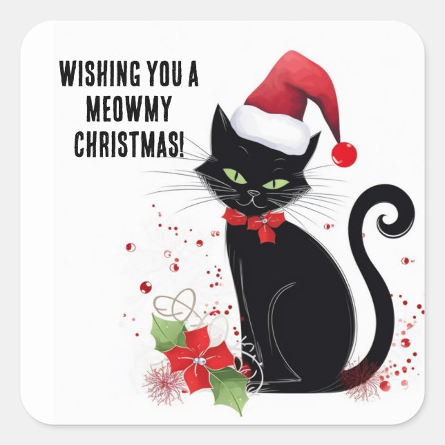 Meowy Christmas! Square Sticker (Front)
