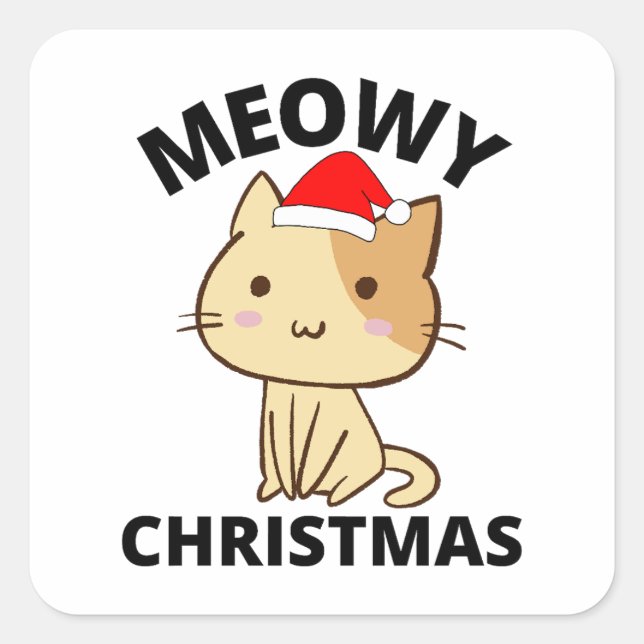 Meowy Christmas      Square Sticker (Front)