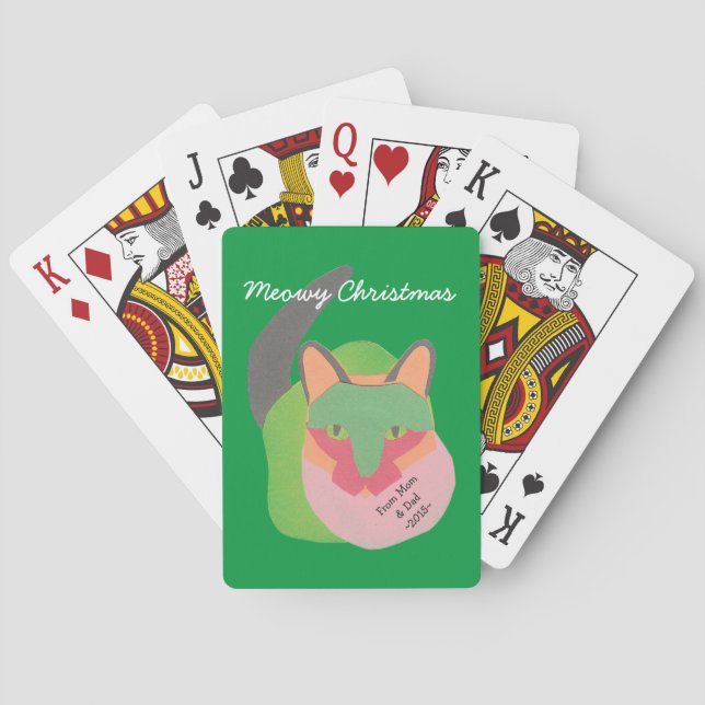 Meowy Christmas stocking stuffer Playing Cards (Back)