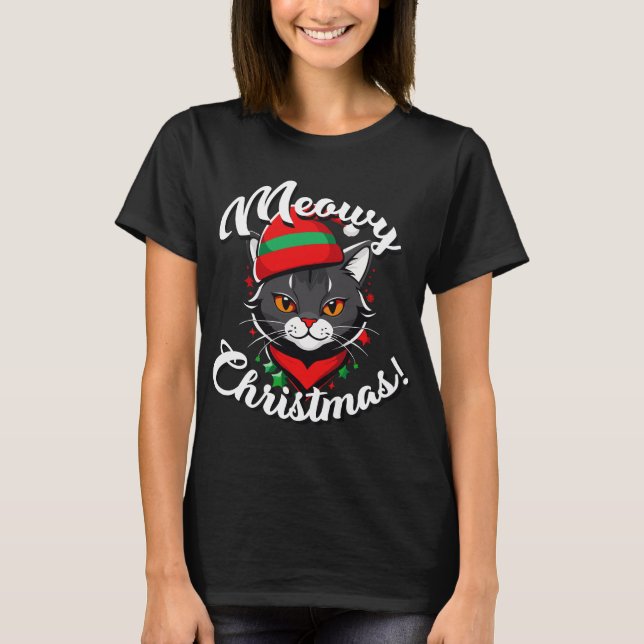 Meowy Christmas T-Shirt (Front)