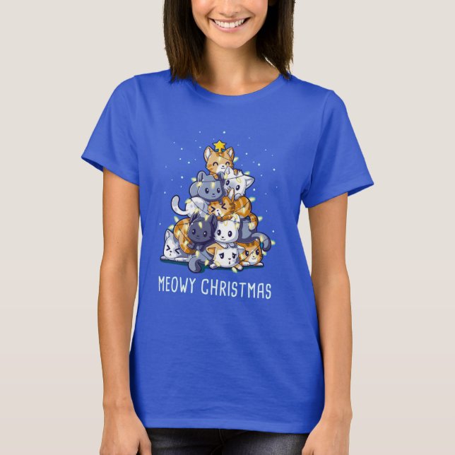Meowy Christmas t-shirt, Meowy Xmas T-Shirt (Front)