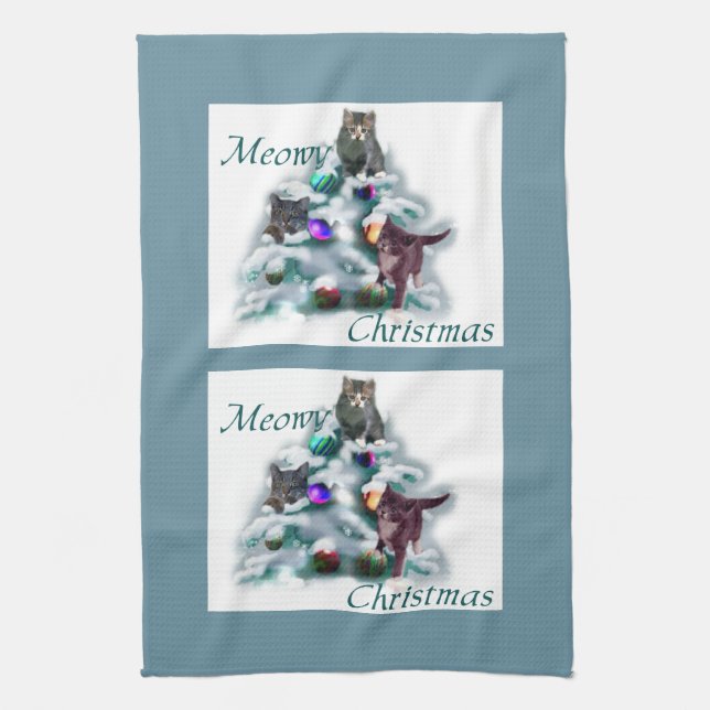 Meowy Christmas Tea Towel (Vertical)