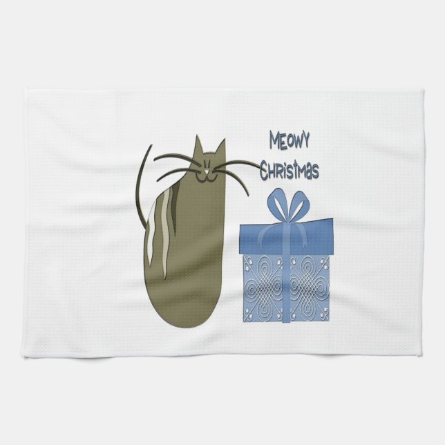 Meowy Christmas Tea Towel (Horizontal)