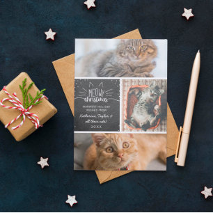 Meowy Christmas - Three Cats Photo Collage Announcement