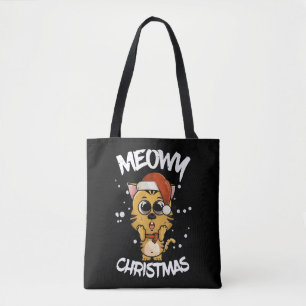 meowy christmas tote bag
