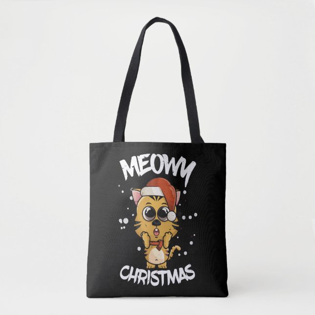 meowy christmas tote bag (Front)