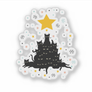 Meowy Christmas tree , funny cat christmas tree