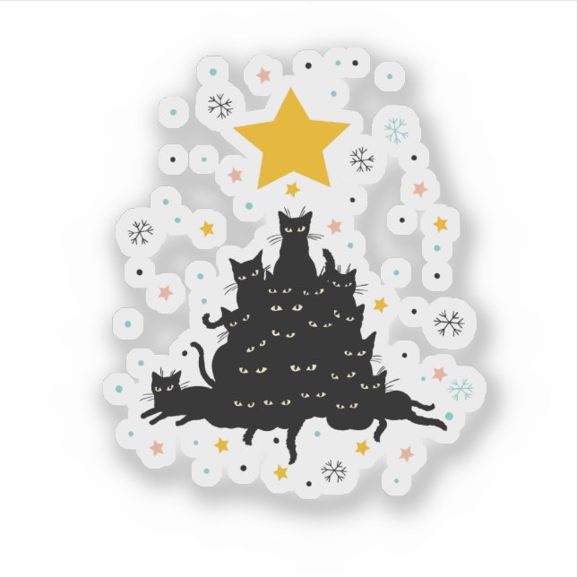 Meowy Christmas tree , funny cat christmas tree (Front)