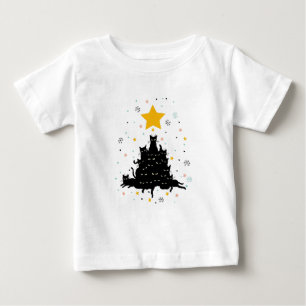 Meowy Christmas tree , funny cat christmas tree Baby T-Shirt