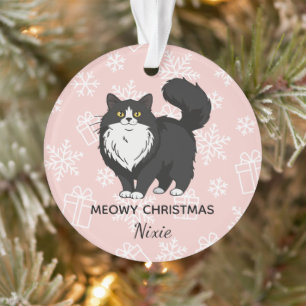 "Meowy Christmas" Tuxedo Cat Mum Personalised Ornament
