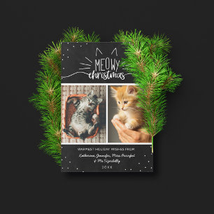 Meowy Christmas - Two Cats Photo Collage Holiday Card
