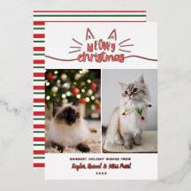 Meowy Christmas Whiskers 2 Photos Red