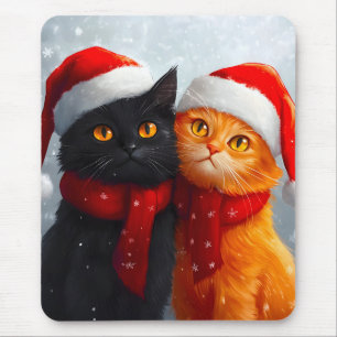 Meowy Christmas Winter Love Mouse Pad