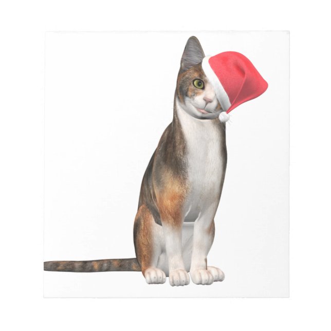 Meowy Christmas with a playful cat in a hat Notepad (Front)