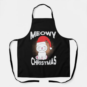 Meowy Christmas with christmas cat Apron
