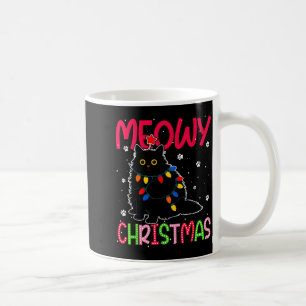 Meowy Christmas Xmas Lights Black Cat Pajamas Fami Coffee Mug