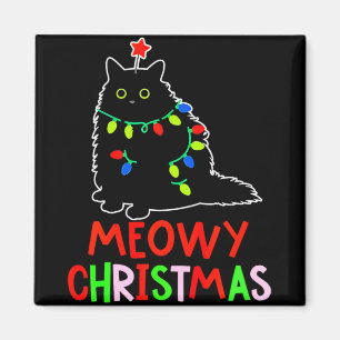 Meowy Christmas Xmas Lights Black Cat Pajamas Todd Magnet