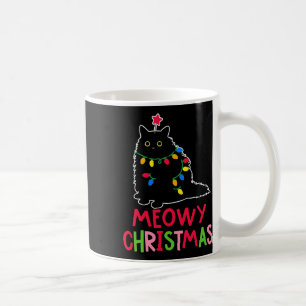 Meowy Christmas Xmas Lights Black Cat Pyjamas Fami Coffee Mug