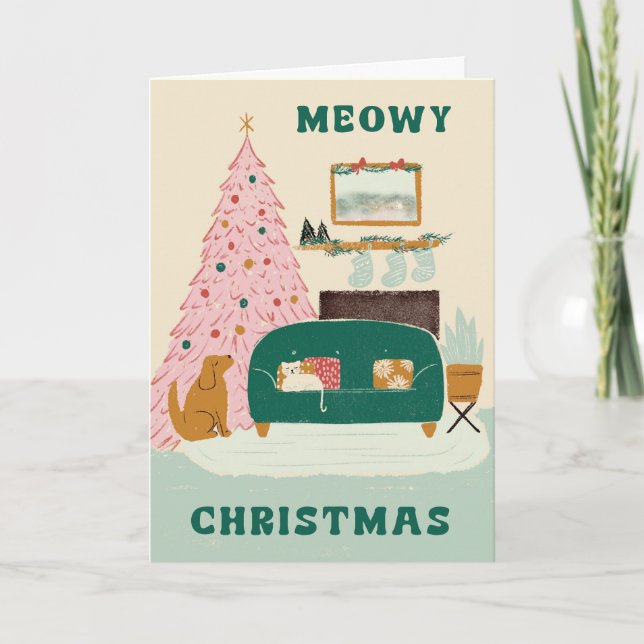 Meowy Christmas & Yappy New Year Greeting Card (Front)