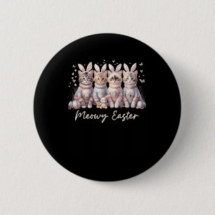Meowy Easter Happy Easter Bunny Cats Pet Women Gir 6 Cm Round Badge