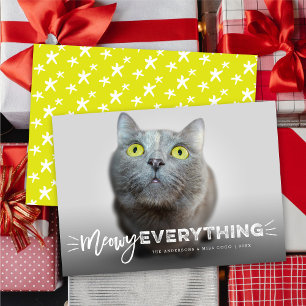 Meowy Everything Cute Cat Whiskers Photo Funny Pet Holiday Card