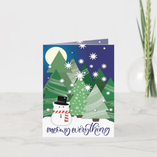 Meowy Everything Snow Cat Snowman Holiday Card