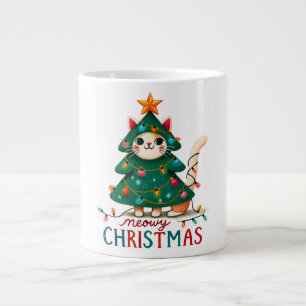 Meowy Funny Christmas Cat  Large Coffee Mug