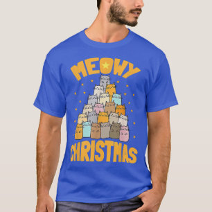 Meowy Hanukkah  Cat Christmas Tree Jewish Chanukah T-Shirt