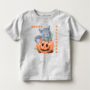 Meowy Jack o' Lantern Kitten Halloween Toddler T-Shirt
