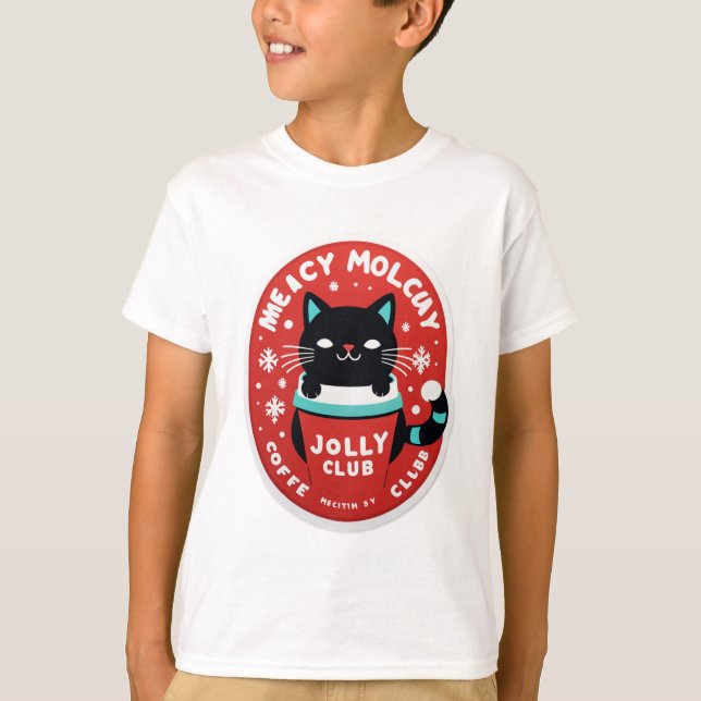 Meowy Jolly Coffee Club T-Shirt (Front)