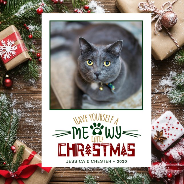 Meowy Little Christmas Photo Holiday Card (Creator Uploaded)