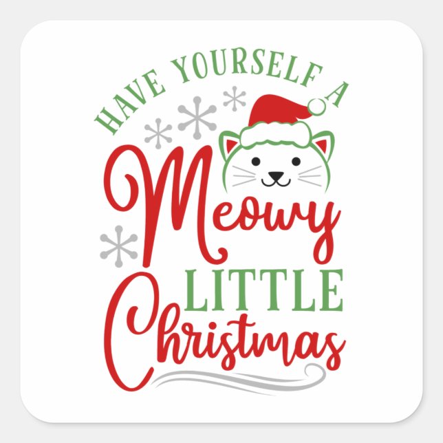Meowy Little Christmas Square Sticker (Front)