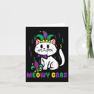 Meowy Mardi Gras Funny Nola Cat Lover Owner Girl W Card
