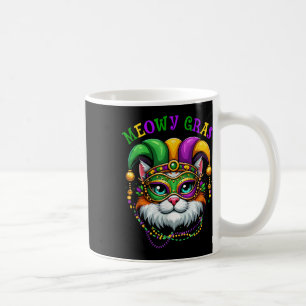 Meowy Mardi Gras Funny Nola Cat Lover Owner Girl W Coffee Mug