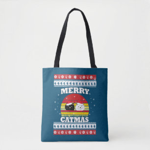 Meowy Merry Catmas Ugly Christmas Sweater Tote Bag