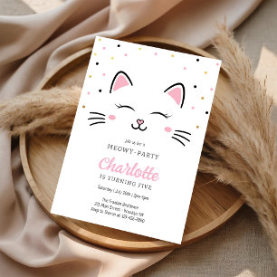 Meowy Party Kitten Cat Birthday Invitation