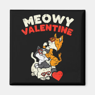 Meowy Valentine Cats Cute Kitten Cat Valentines Da Magnet