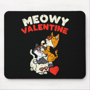 Meowy Valentine Cats Cute Kitten Cat Valentines Da Mouse Pad