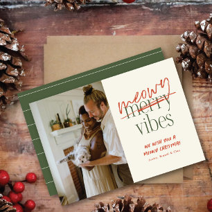 Meowy Vibes Merry Christmas Flat Photo Card