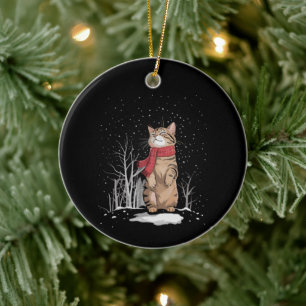 Meowy Xmas Cats Christmas Snow Kitten Funny Gift  Ceramic Ornament