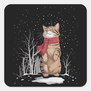 Meowy Xmas Cats Christmas Snow Kitten Funny Gift  Square Sticker