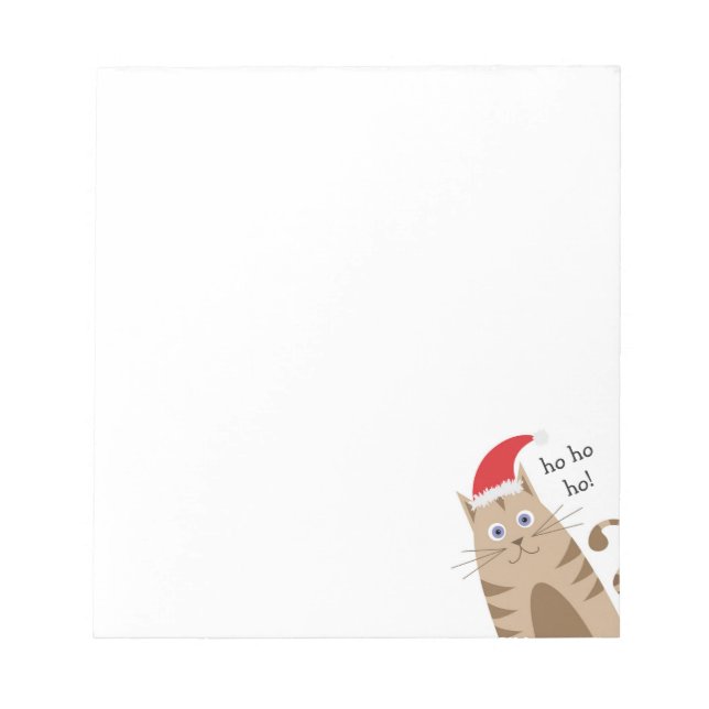 Meowy Xmas funny cat wears santa hat  Notepad (Front)