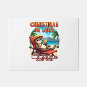 Meowy Xmas Summer Christmas In July Chillin Cool C Doormat