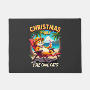 Meowy Xmas Summer Christmas In July Chillin Cool C Doormat