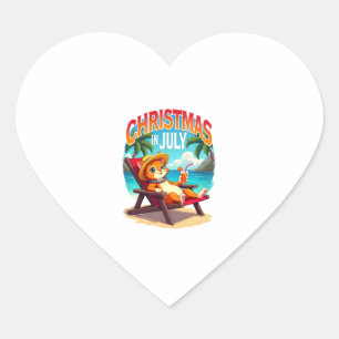 Meowy Xmas Summer Christmas In July Chillin Cool C Heart Sticker