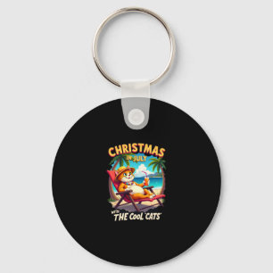 Meowy Xmas Summer Christmas In July Chillin Cool C Key Ring