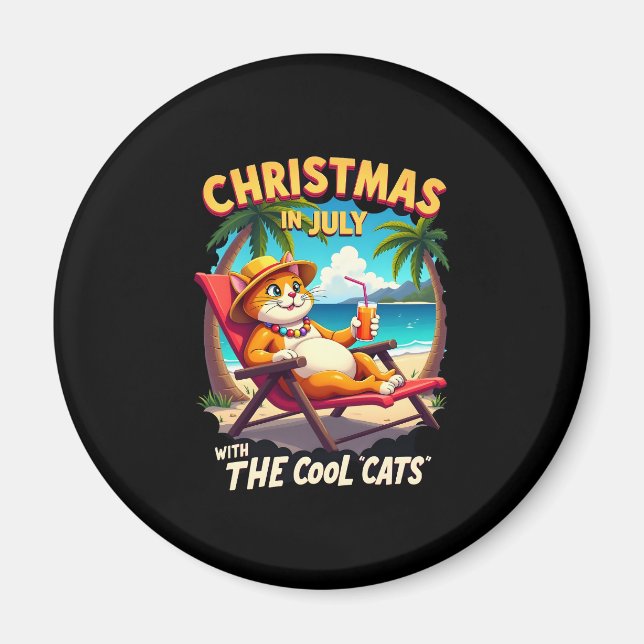 Meowy Xmas Summer Christmas In July Chillin Cool C Magnet (Front)